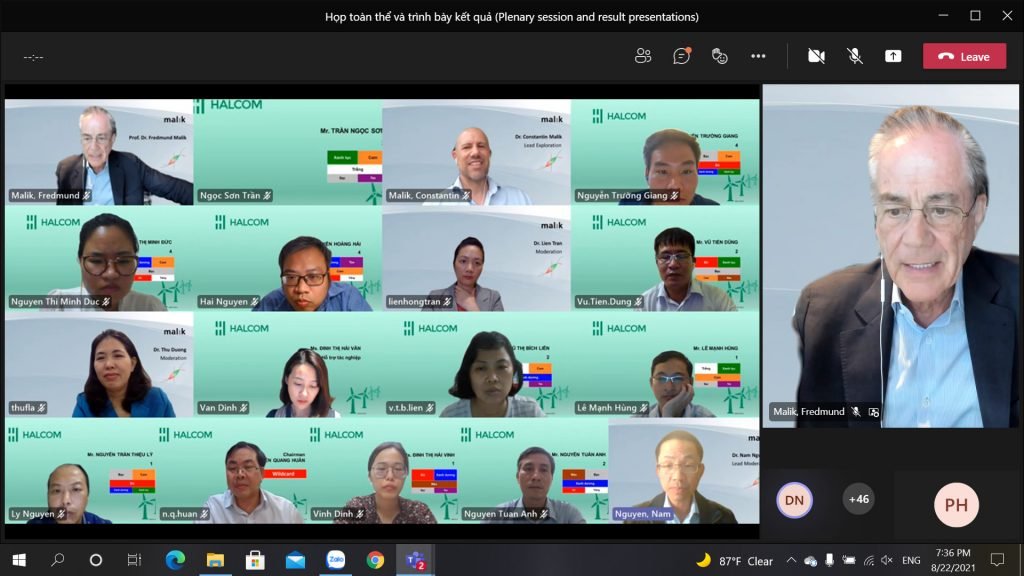 Giáo Sư Fredmund Malik phát biểu trong buổi Bế mạc Phiên Đồng hợp online xây dựng chiến lược phát triển cho Tập đoàn Halcom